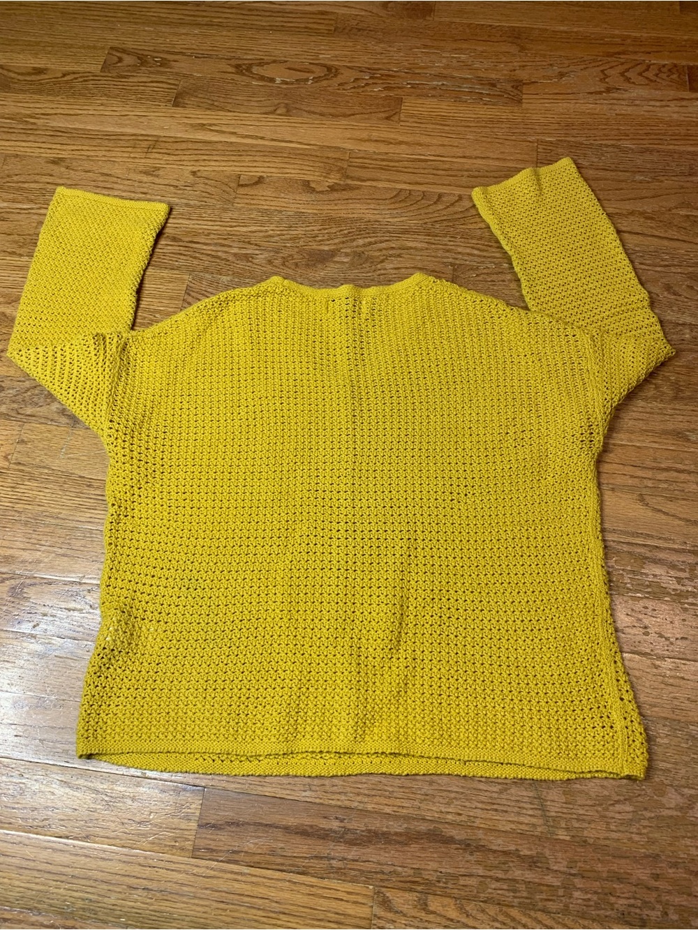 Old Navy Mustard Yellow Chunky Knit V-Neck Sweater Size M Cotton Blend - Picture 4 of 7